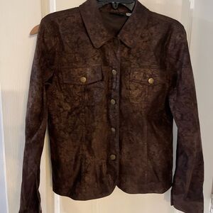 Vintage Brown faux Leather Jacket for Women